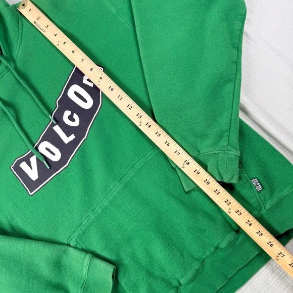 Vtg Y2K Volcom Mens Hoodie Sweatshirt Size Large L/G Green Graphic Pullover 00s